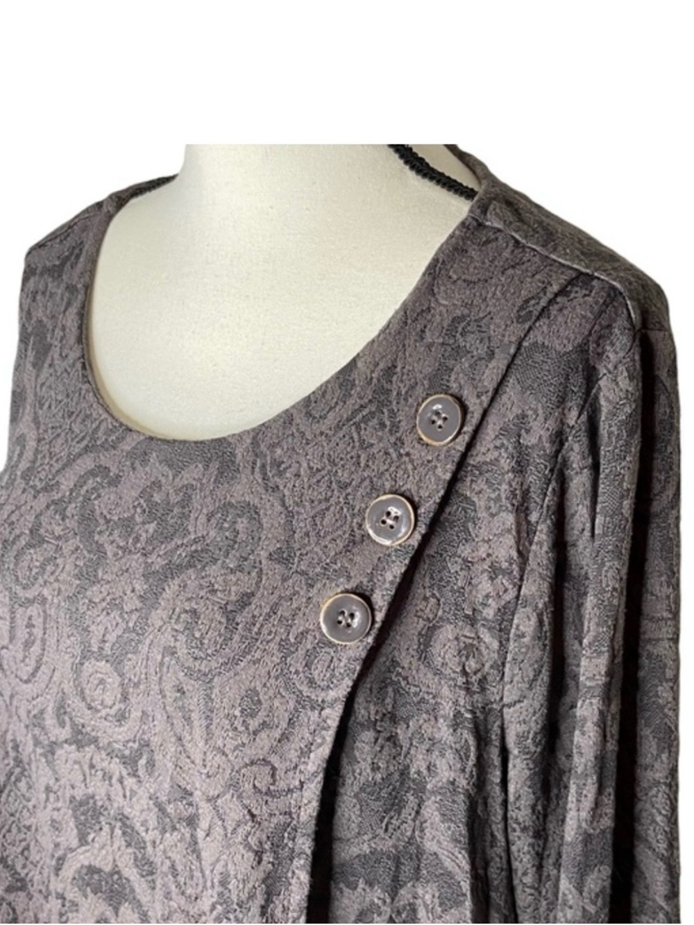 Habitat Long Sleeve Brocade Fabric Button Shoulder Detail Top Size XL - Picture 4 of 12